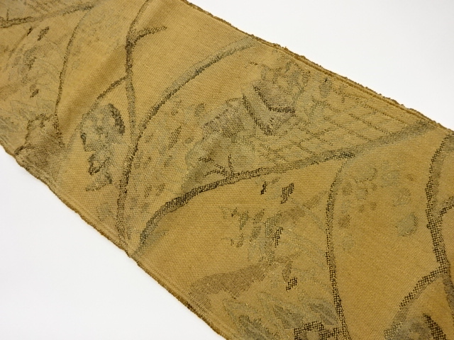 JAPANESE KIMONO / VINTAGE NAGOYA OBI / MAWATA TSUMUGI / WOVEN MOUNTAINS & TREES